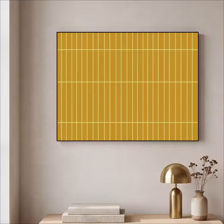 Tegels - Verticaal - Mosterdgeel Textielframe zwart klein 947 -sfeer2