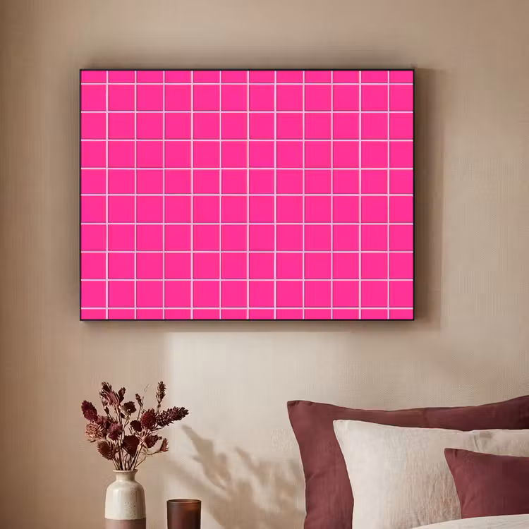 Tegels - Vierkant - Fuchsia Textielframe zwart klein 947 -sfeer1
