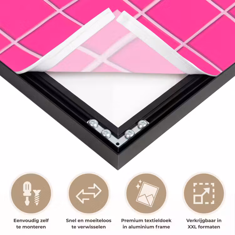 Tegels - Vierkant - Fuchsia Textielframe zwart klein 947 -USP_closeupNL