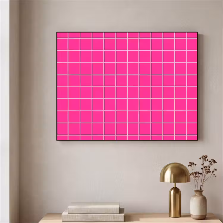 Tegels - Vierkant - Fuchsia Textielframe zwart klein 947 -sfeer2