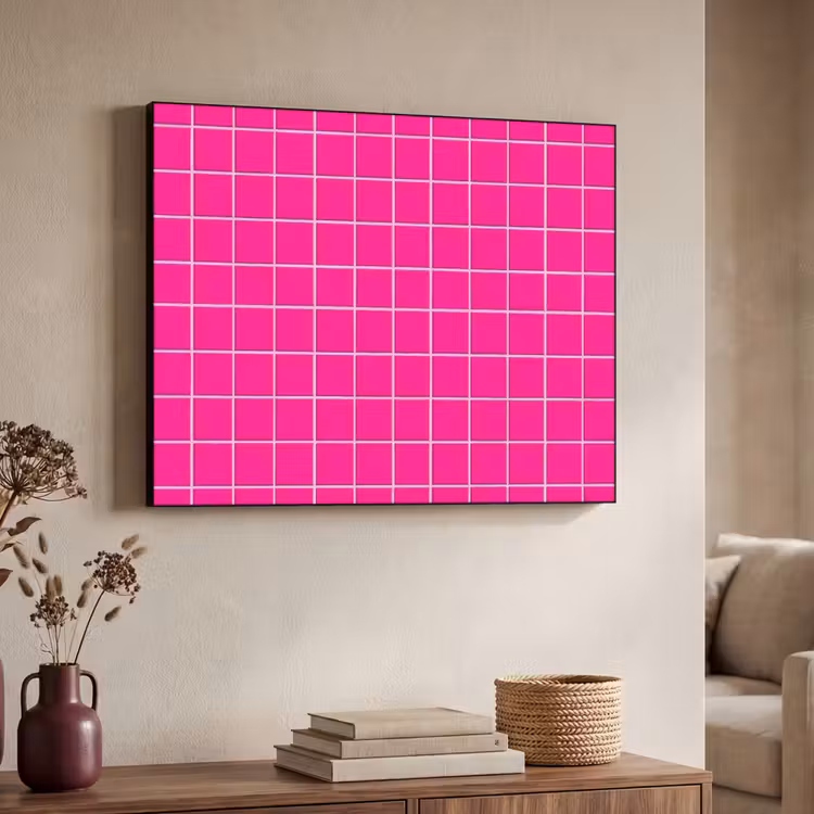 Tegels - Vierkant - Fuchsia Textielframe zwart klein 947 -sfeer3