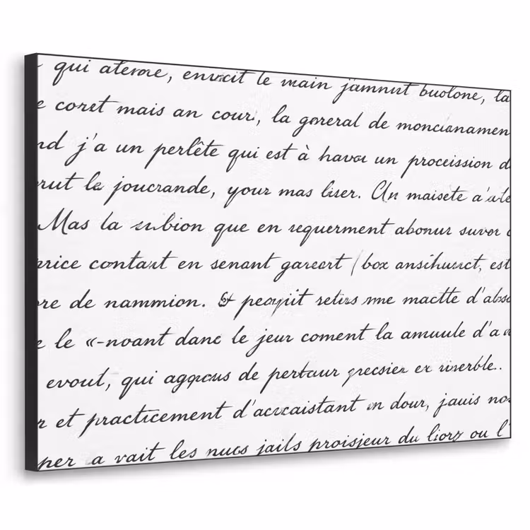 Tekst - Handschrift - Klassiek - ZwartWit Textielframe zwart klein -3d