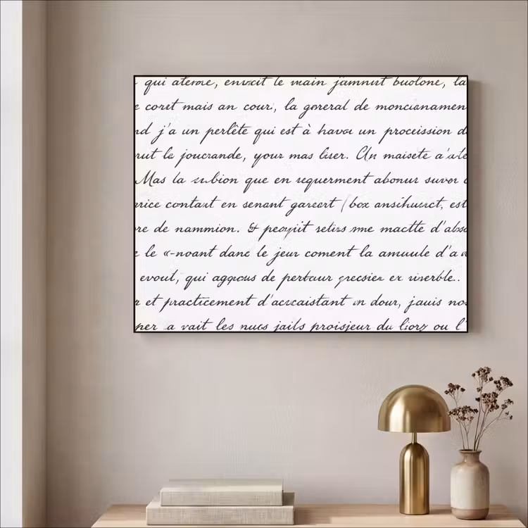 Tekst - Handschrift - Klassiek - ZwartWit Textielframe zwart klein -sfeer2