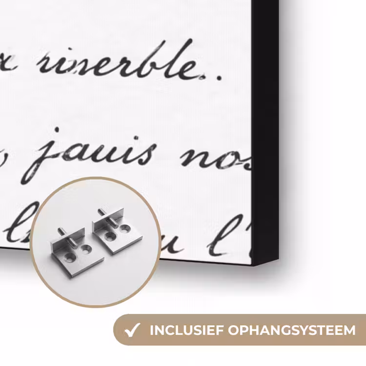 Tekst - Handschrift - Klassiek - ZwartWit Textielframe zwart klein -USP_ophangsysteemNL