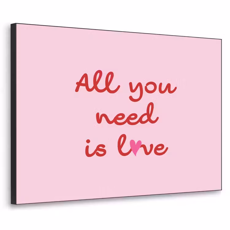 Tekst - Roze - Love - Hart Textielframe - compleet frame klein -3d