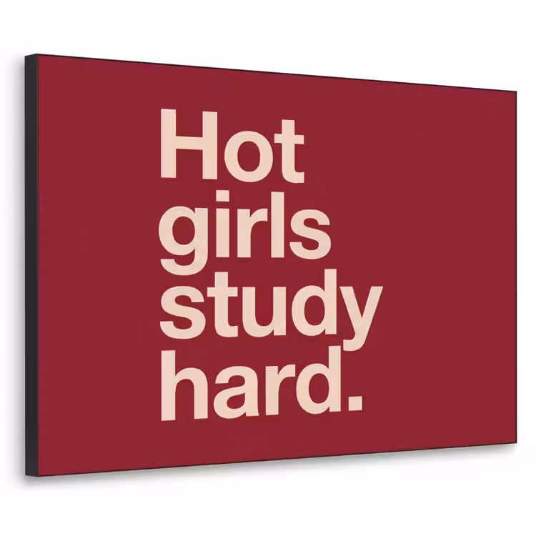 Tekst - Studie - Motivatie - Modern - Rood Textielframe zwart klein -3d