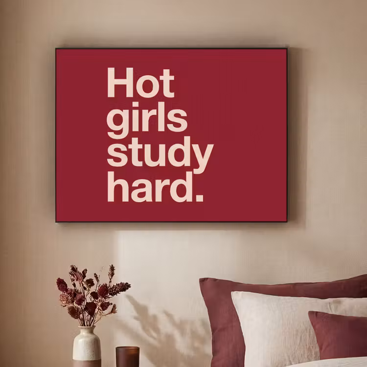 Tekst - Studie - Motivatie - Modern - Rood Textielframe zwart klein -sfeer1