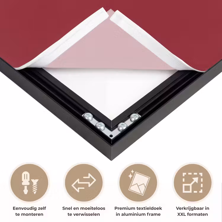 Tekst - Studie - Motivatie - Modern - Rood Textielframe zwart klein -USP_closeupNL