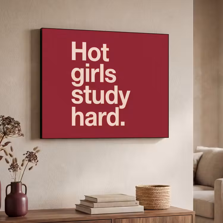 Tekst - Studie - Motivatie - Modern - Rood Textielframe zwart klein -sfeer3
