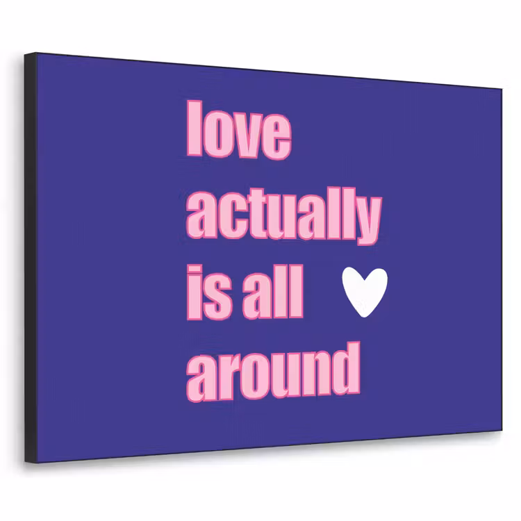 Tekst - Valentijn - Love - Blauw Textielframe zwart klein -3d