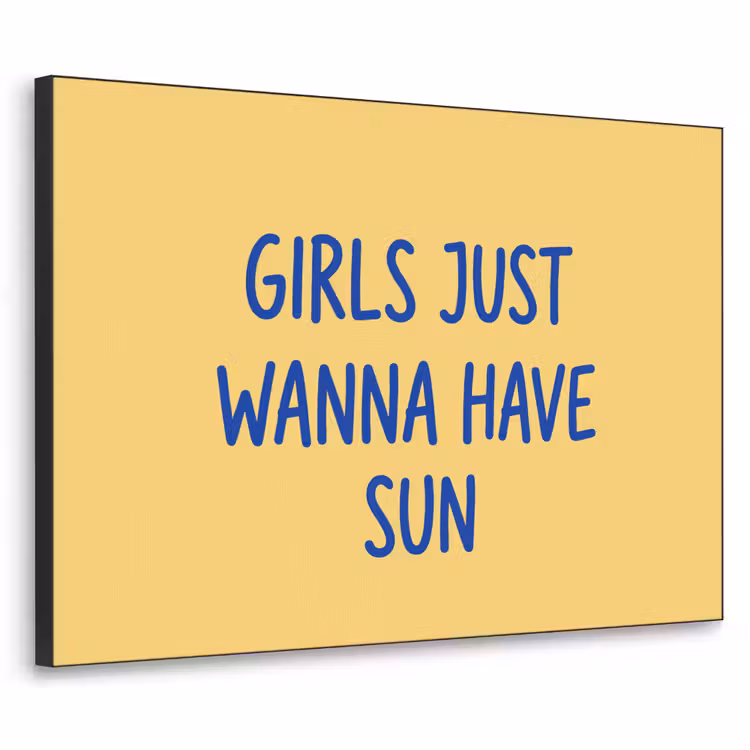 Tekst - Zon - Zomer - Modern - Geel Textielframe zwart klein -3d