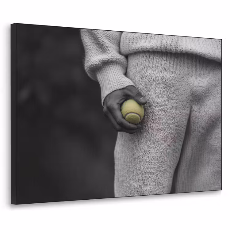 Tennisbal - Zwart - Wit Textielframe - compleet frame klein -3d