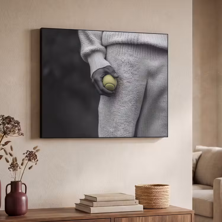 Tennisbal - Zwart - Wit Textielframe - compleet frame klein -sfeer3