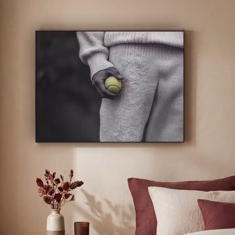 Tennisbal - Zwart - Wit Textielframe - compleet frame klein -sfeer1