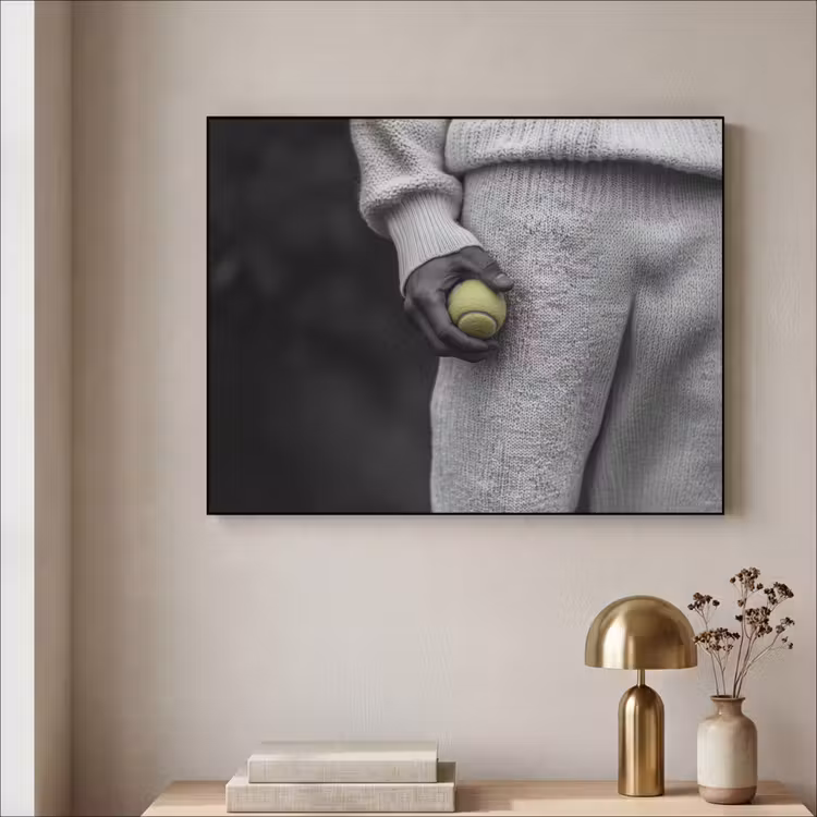 Tennisbal - Zwart - Wit Textielframe zwart klein -sfeer2