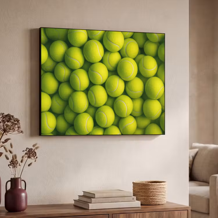 Tennisballen - Bal - Geel Textielframe zwart klein -sfeer3