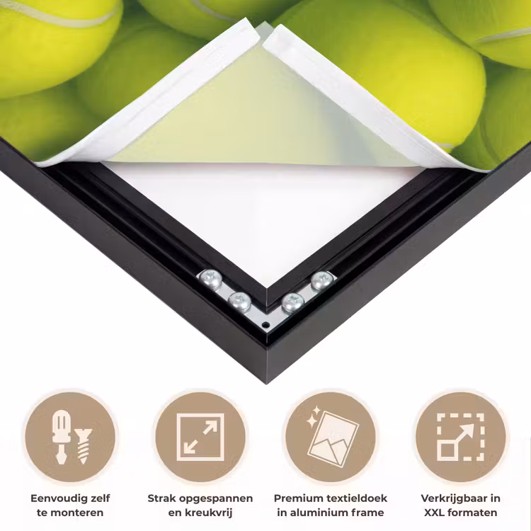 Tennisballen - Bal - Geel Textielframe zwart klein -USP_feed_closeupNL