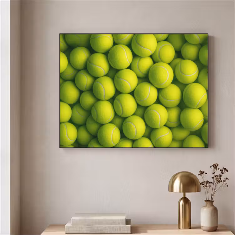 Tennisballen - Bal - Geel Textielframe zwart klein -sfeer2