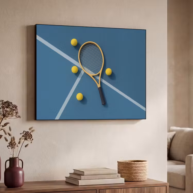 Tennisracket - Bal - Blauw - Veld Textielframe - compleet frame klein -sfeer3