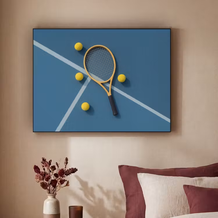 Tennisracket - Bal - Blauw - Veld Textielframe zwart klein -sfeer1
