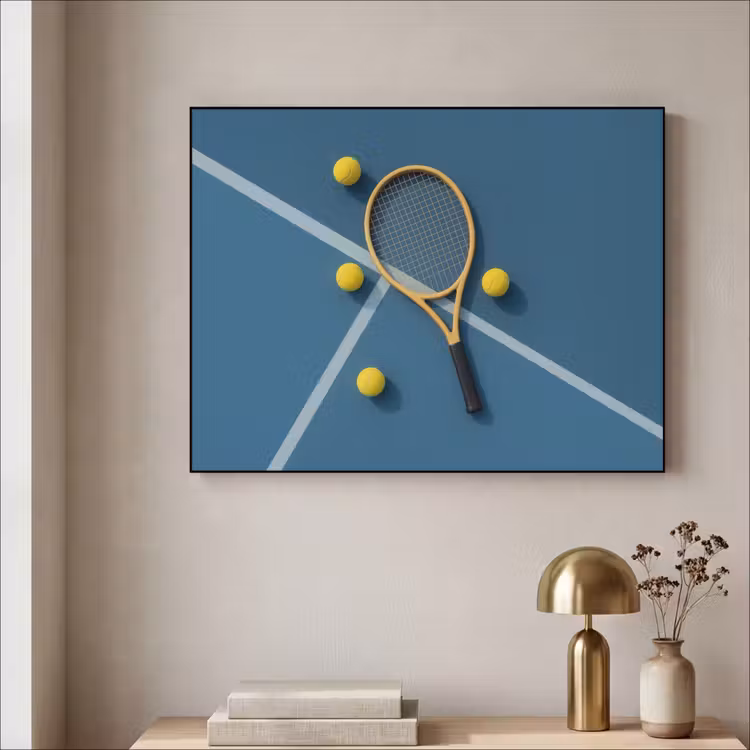 Tennisracket - Bal - Blauw - Veld Textielframe zwart klein -sfeer2
