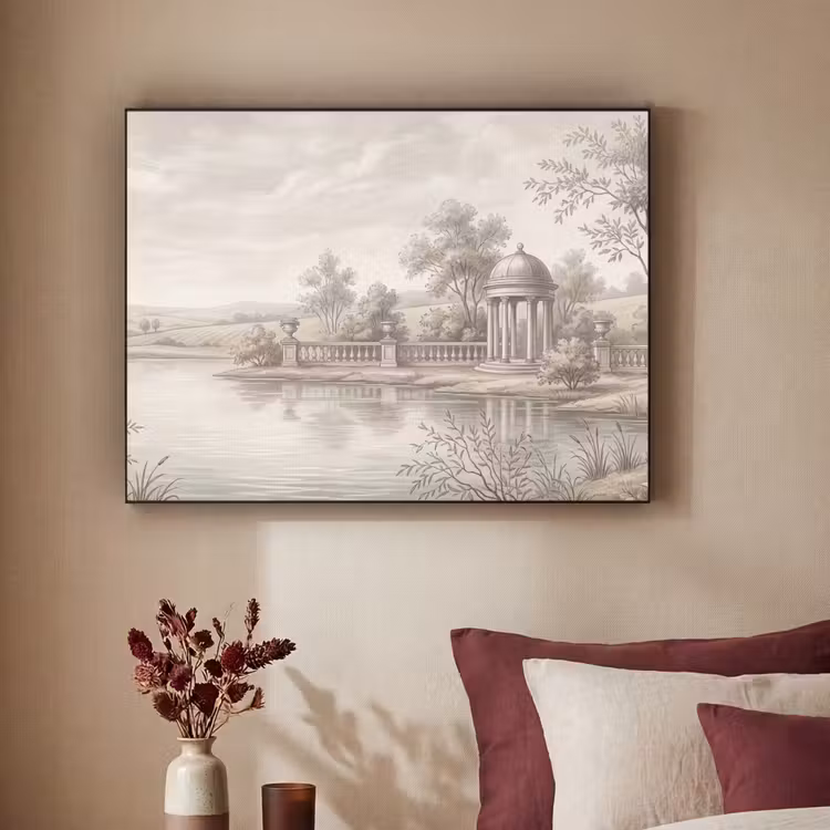 Terras - Water - Natuur - Landschap Textielframe zwart klein -sfeer1