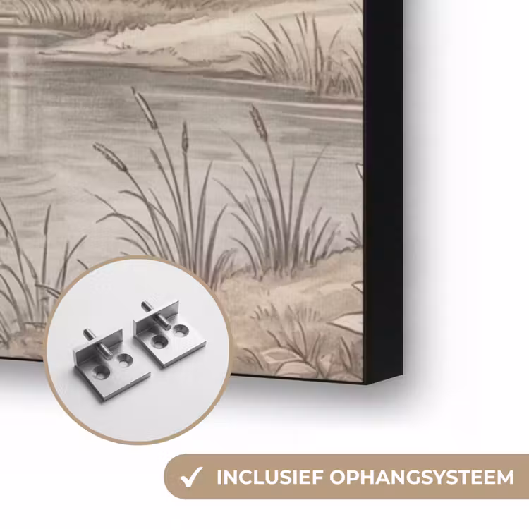Terras - Water - Natuur - Landschap Textielframe zwart klein -USP_ophangsysteemNL