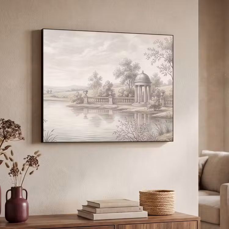 Terras - Water - Natuur - Landschap Textielframe zwart klein -sfeer3