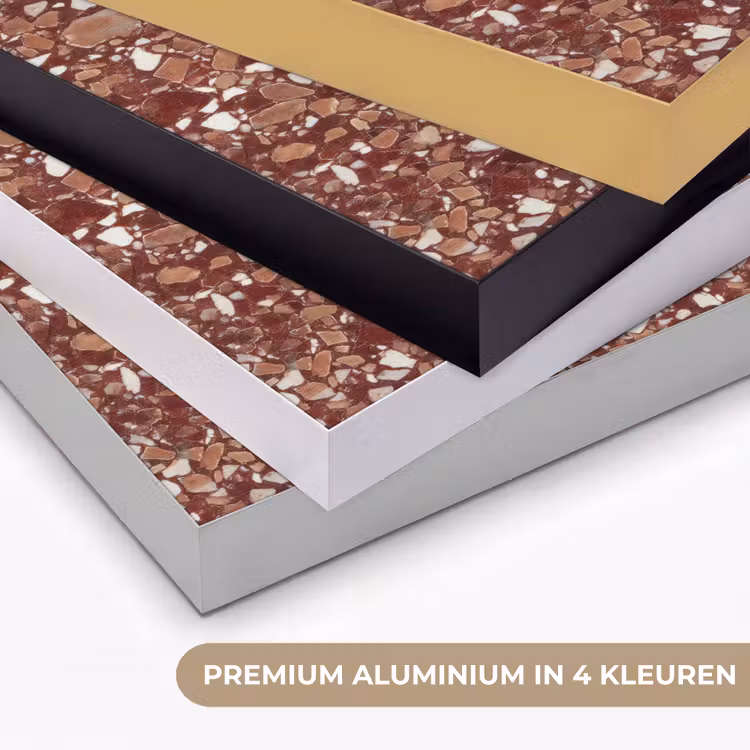 Terrazzo - Patroon - Steentextuur - Roodbruin Textielframe zwart klein 947 -USP_kleurenNL