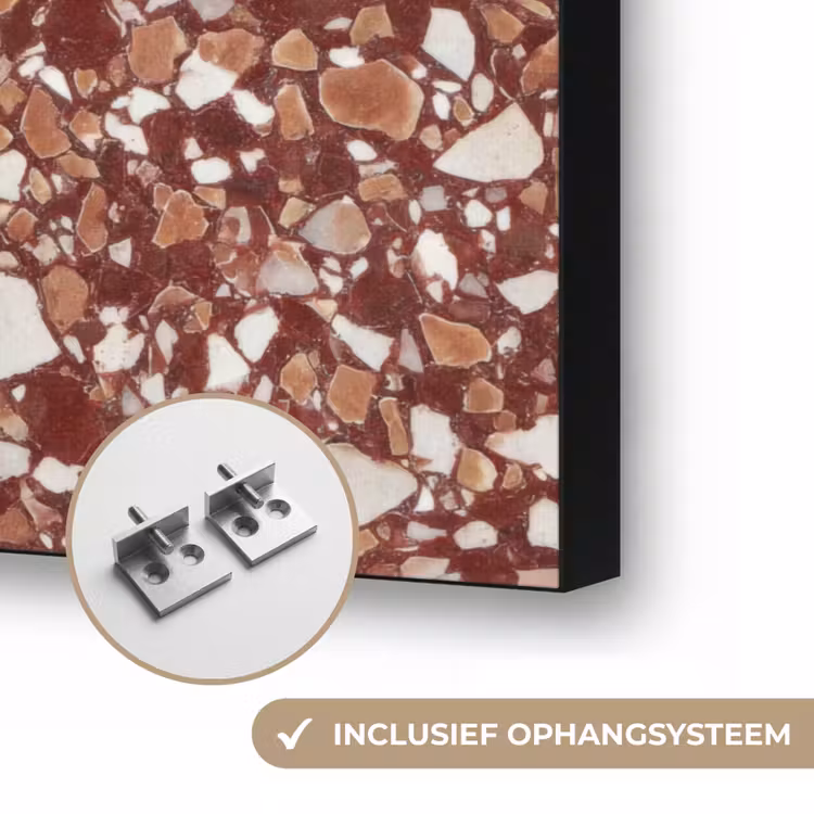 Terrazzo - Patroon - Steentextuur - Roodbruin Textielframe zwart klein 947 -USP_ophangsysteemNL