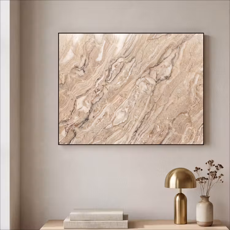 Textuur - Aders - Abstract - Modern - Beige Textielframe zwart klein -sfeer2