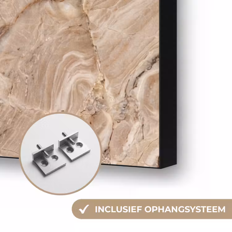 Textuur - Aders - Abstract - Modern - Beige Textielframe zwart klein -USP_ophangsysteemNL