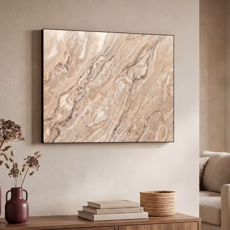 Textuur - Aders - Abstract - Modern - Beige Textielframe zwart klein -sfeer3