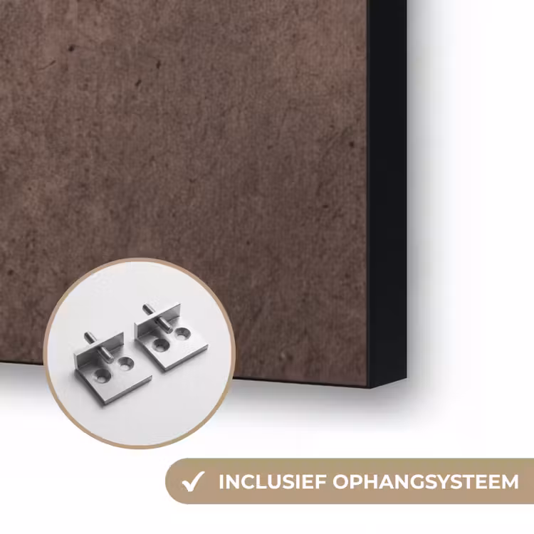 Textuur - Beton - Abstract - Donker - Bruin Textielframe zwart klein -USP_ophangsysteemNL