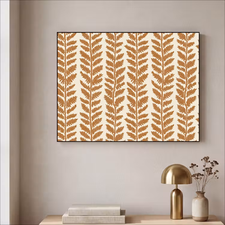 Textuur - Bladeren - Oker Textielframe zwart klein 947 -sfeer2