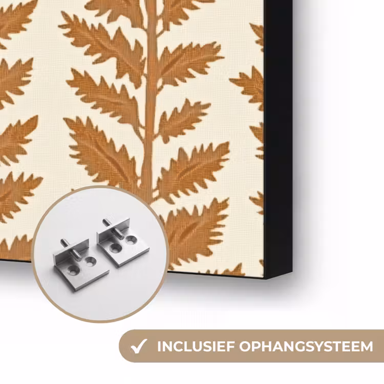 Textuur - Bladeren - Oker Textielframe zwart klein 947 -USP_ophangsysteemNL