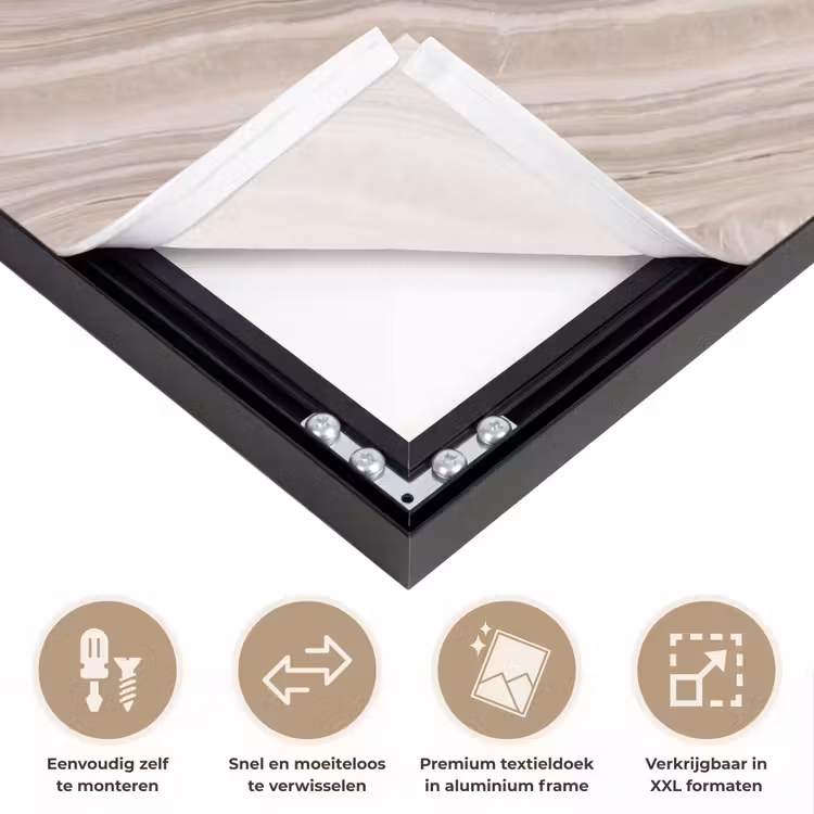 Textuur - Golvend - Abstract - Modern - Beige Textielframe zwart klein -USP_closeupNL