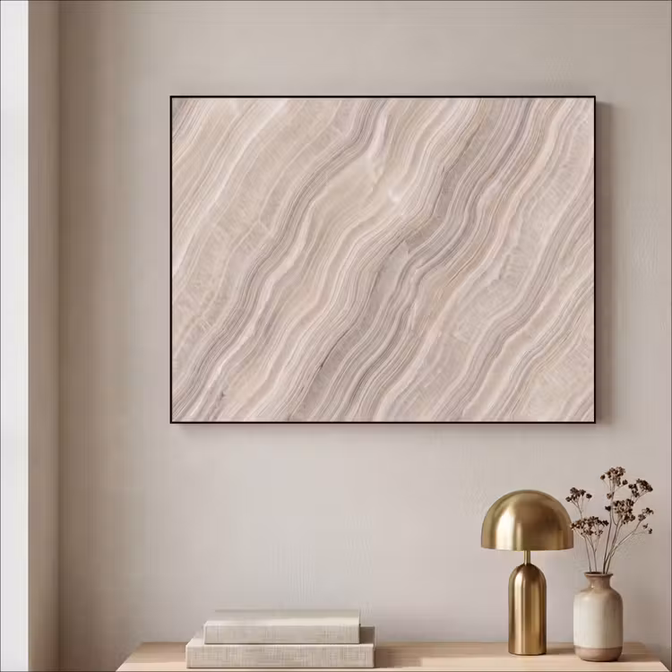 Textuur - Golvend - Abstract - Modern - Beige Textielframe zwart klein -sfeer2