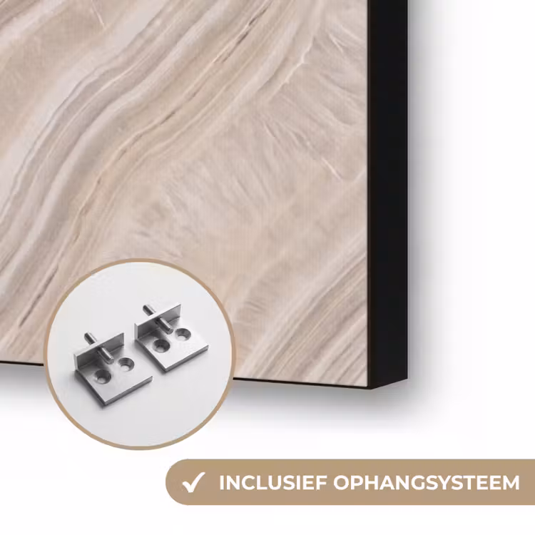 Textuur - Golvend - Abstract - Modern - Beige Textielframe zwart klein -USP_ophangsysteemNL