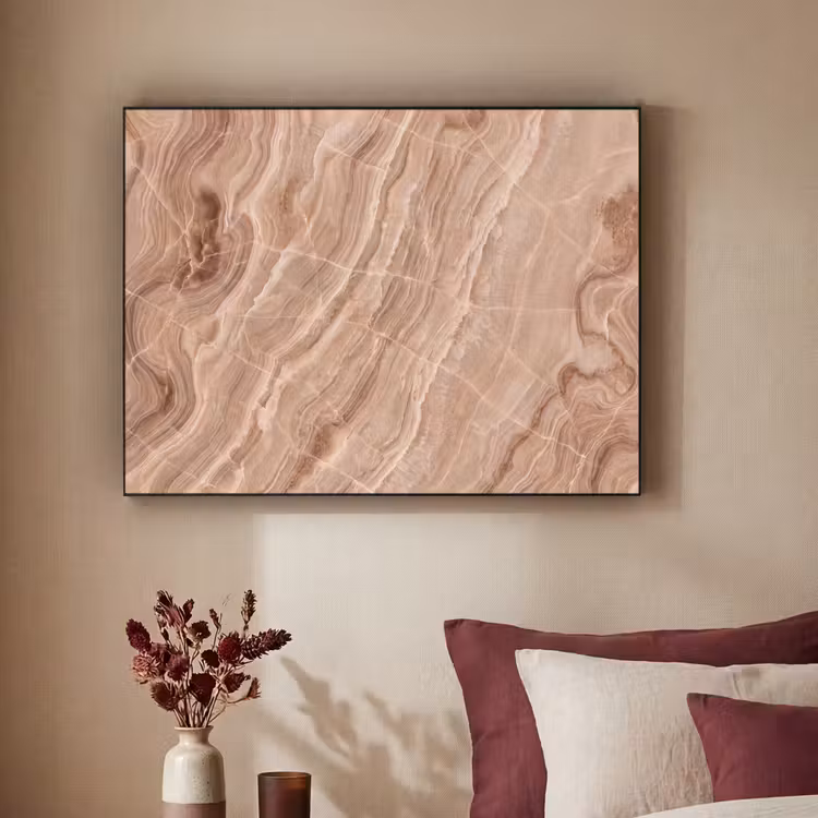 Textuur - Golvend - Abstract - Warm - Bruin Textielframe zwart klein -sfeer1