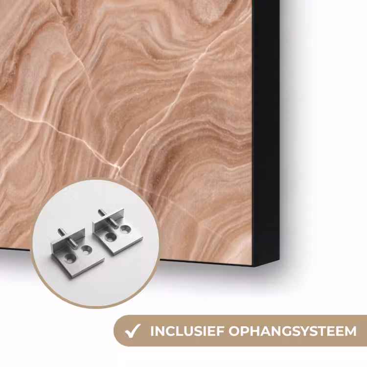 Textuur - Golvend - Abstract - Warm - Bruin Textielframe zwart klein -USP_ophangsysteemNL