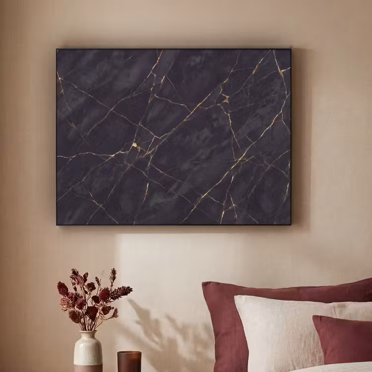 Textuur - Gouden lijnen - Abstract - Modern - Zwart Textielframe zwart klein -sfeer1