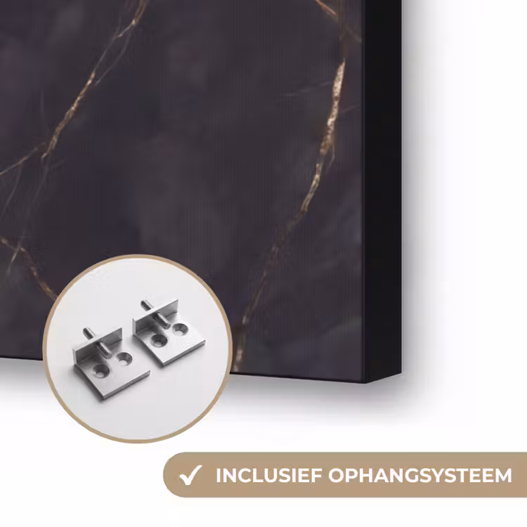 Textuur - Gouden lijnen - Abstract - Modern - Zwart Textielframe zwart klein -USP_ophangsysteemNL
