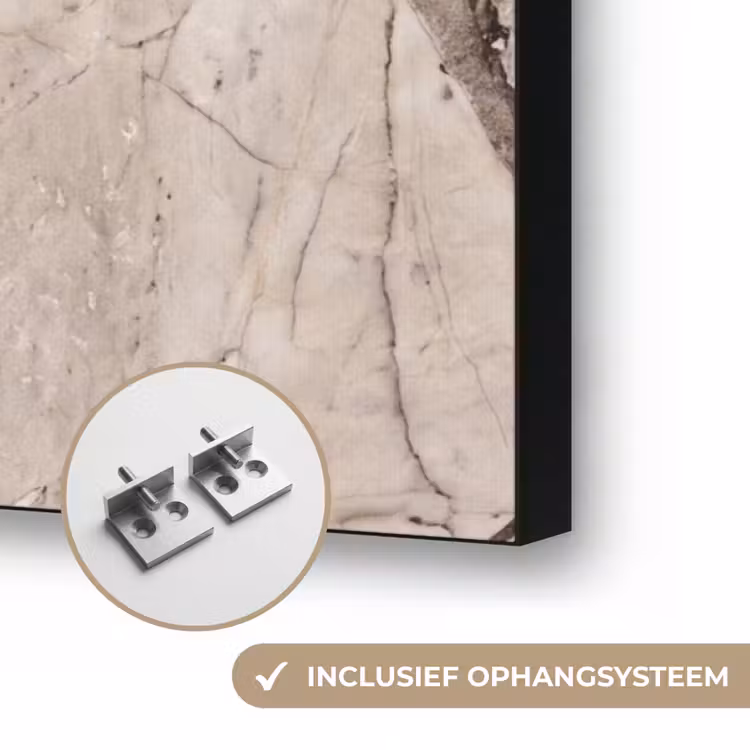 Textuur - Marmer - Abstract - Beige - Bruin Textielframe zwart klein -USP_ophangsysteemNL