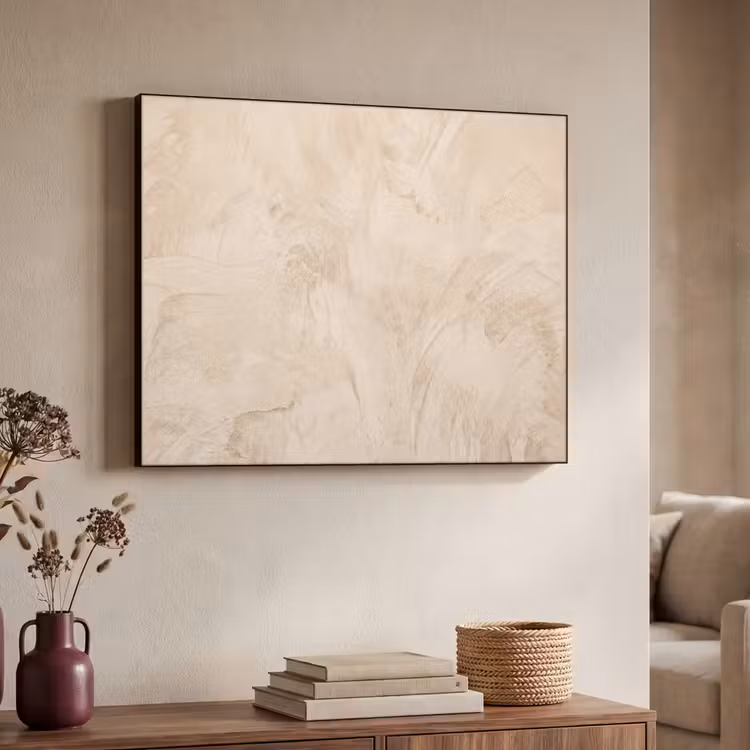 Textuur - Patroon - Abstract - Modern - Beige Textielframe zwart klein -sfeer3