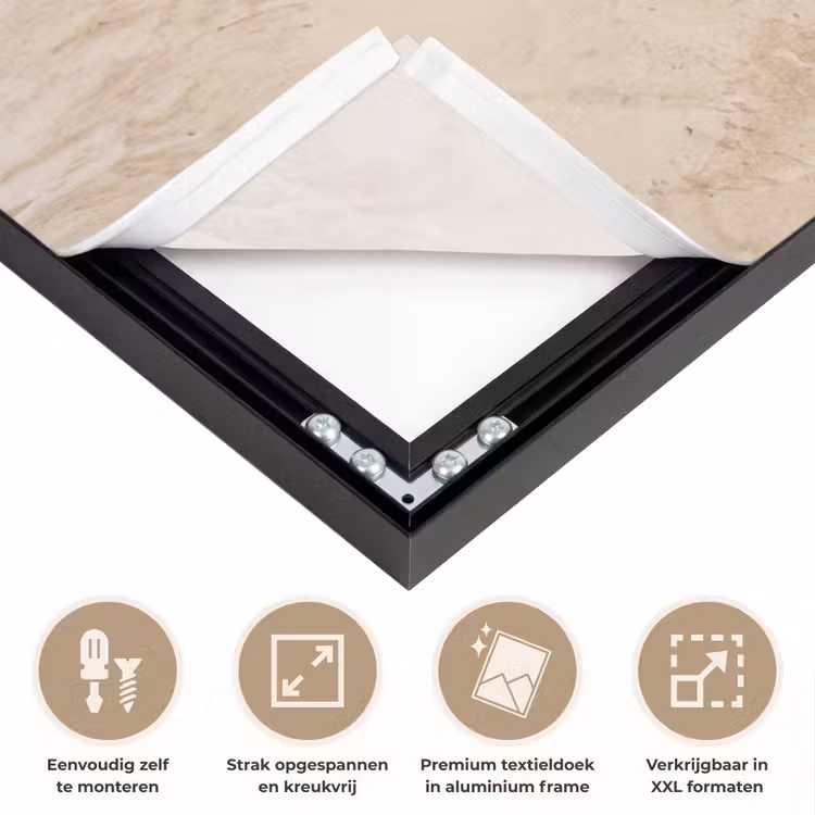 Textuur - Patroon - Abstract - Modern - Beige Textielframe zwart klein -USP_feed_closeupNL