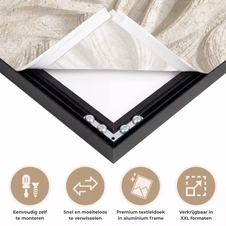 Textuur - Reliëf - Beige Textielframe zwart klein 947 -USP_closeupNL