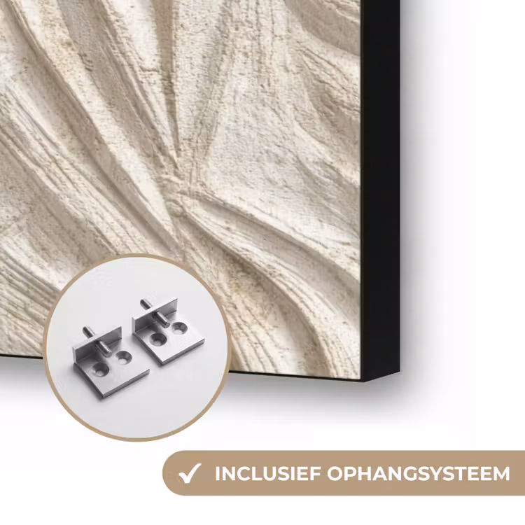 Textuur - Reliëf - Beige Textielframe zwart klein 947 -USP_ophangsysteemNL