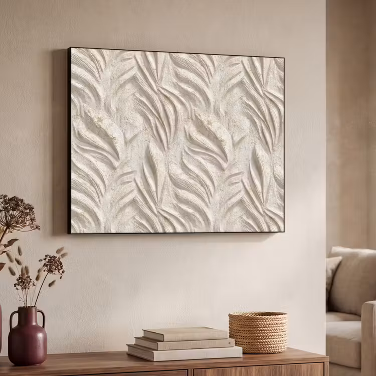 Textuur - Reliëf - Beige Textielframe zwart klein 947 -sfeer3