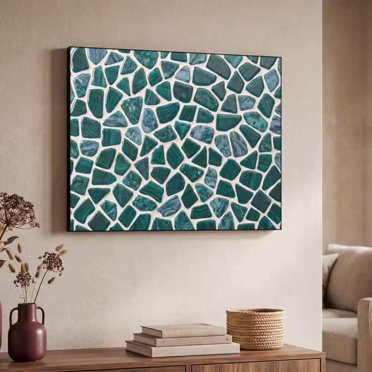 Textuur - Steen - Groen - Abstract - Patroon Textielframe zwart klein -sfeer3